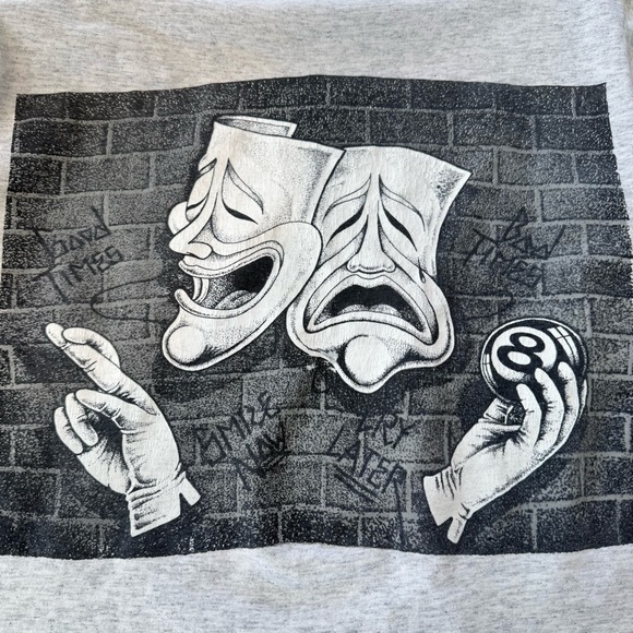 Vintage 90s 1995 Gonzales Graphics Smile Now Cry Later T-Shirt Mens S 8 Ball Tee - Picture 1 of 13